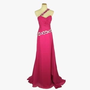 NWT JOLI Fuchsia Floral Beaded One Shoulder Slit